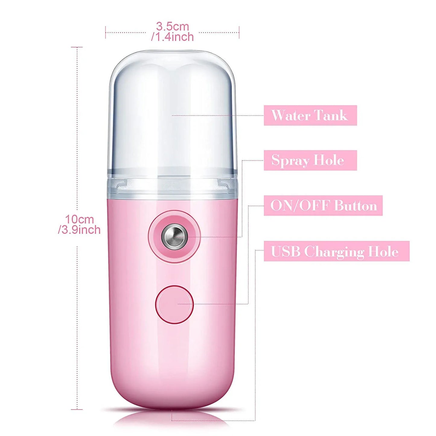30ml Mini Humidifier Portable Rechargeable Small Facial Steamer Wireless Nano Personal Face Hydrat Sprayer Cool Mist Maker