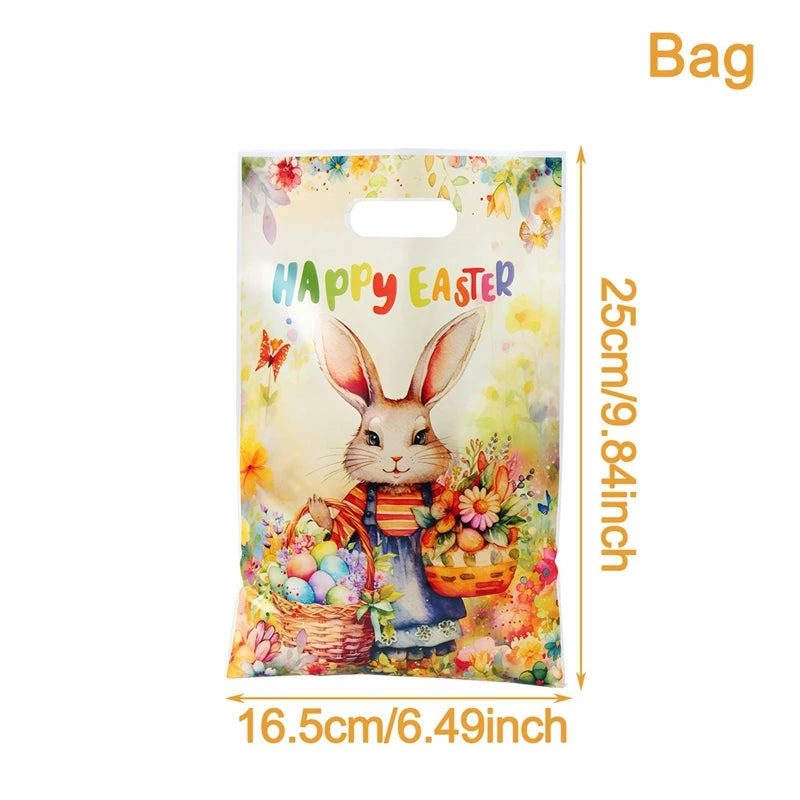 Happy Easter Candy Gifts Bags Bunny Rabbit Eggs Cookies Packing Bag Easter Decoration For Home Happy Birthday Party Supplies