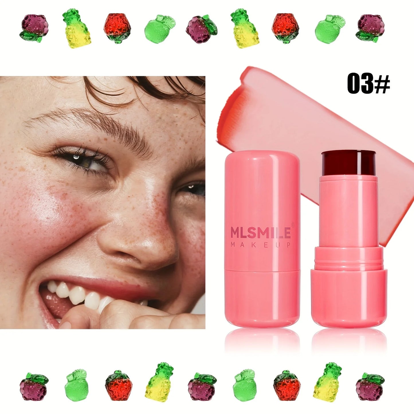 Jelly Blush Stick Lip and Cheek Stick, Multi-purpose Jelly Tint Jelly Blush, Blush Cooling Water Tint Sheer Lip & Cheek Stain