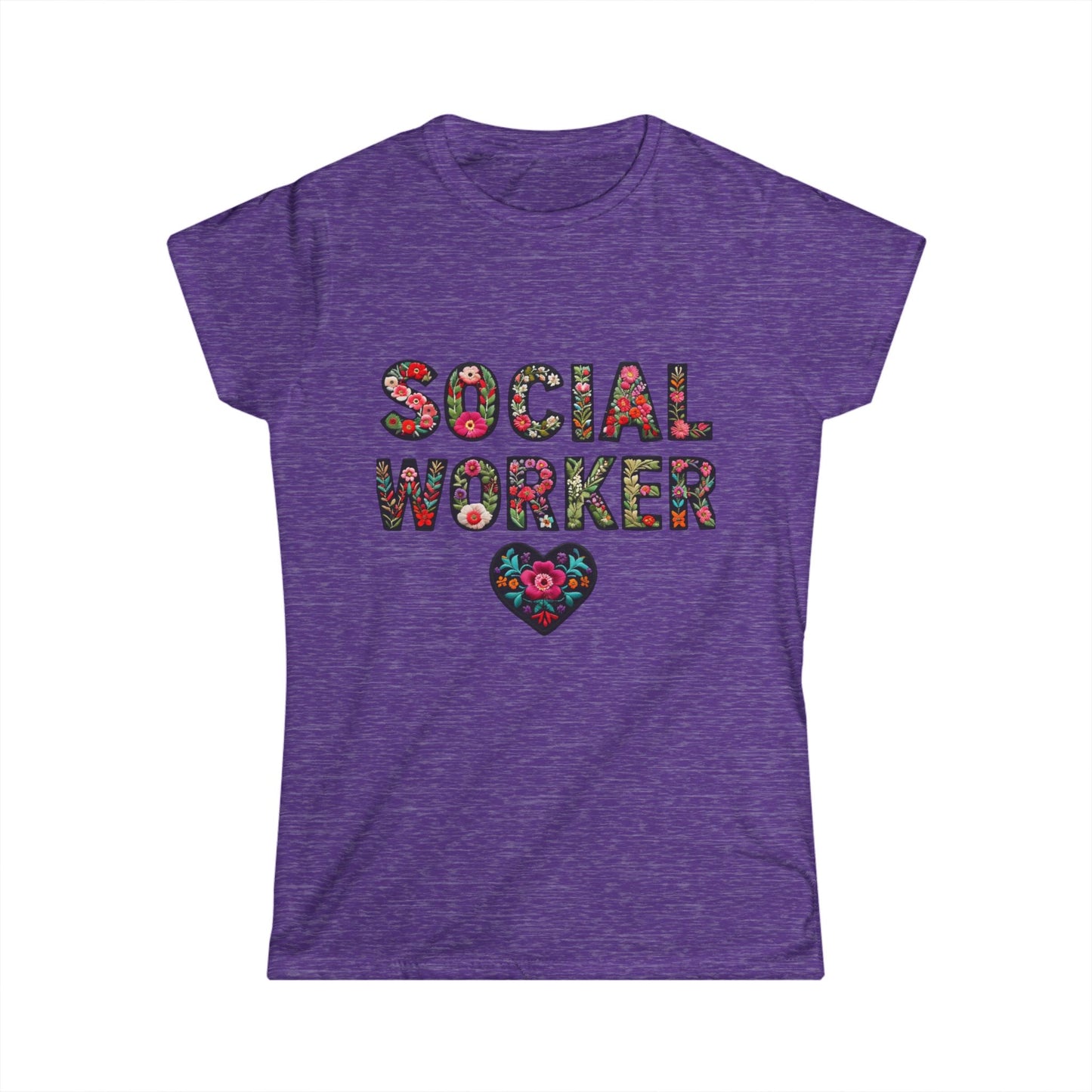 Social Worker Floral Women's Softstyle Tee - Celebrate Your Passion