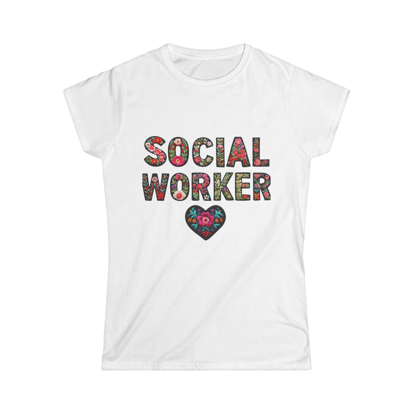 Social Worker Floral Women's Softstyle Tee - Celebrate Your Passion