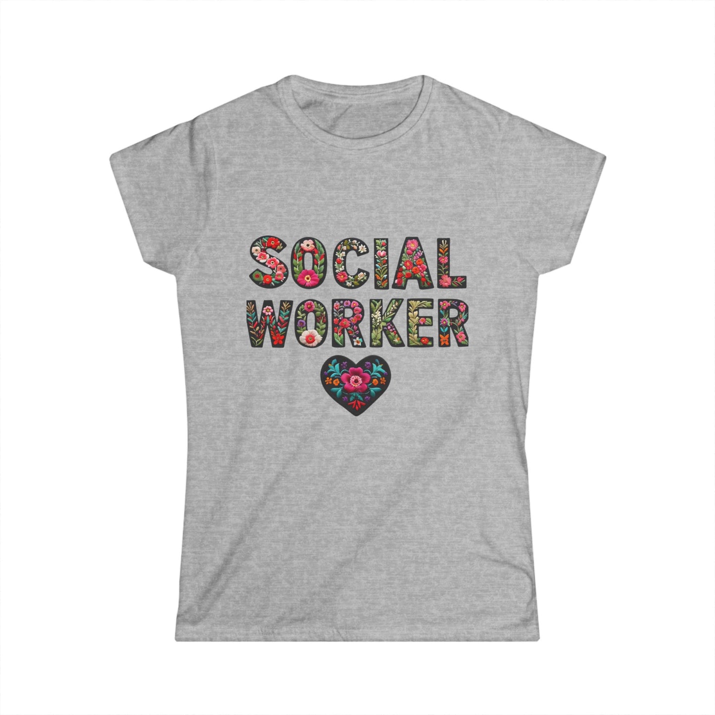 Social Worker Floral Women's Softstyle Tee - Celebrate Your Passion