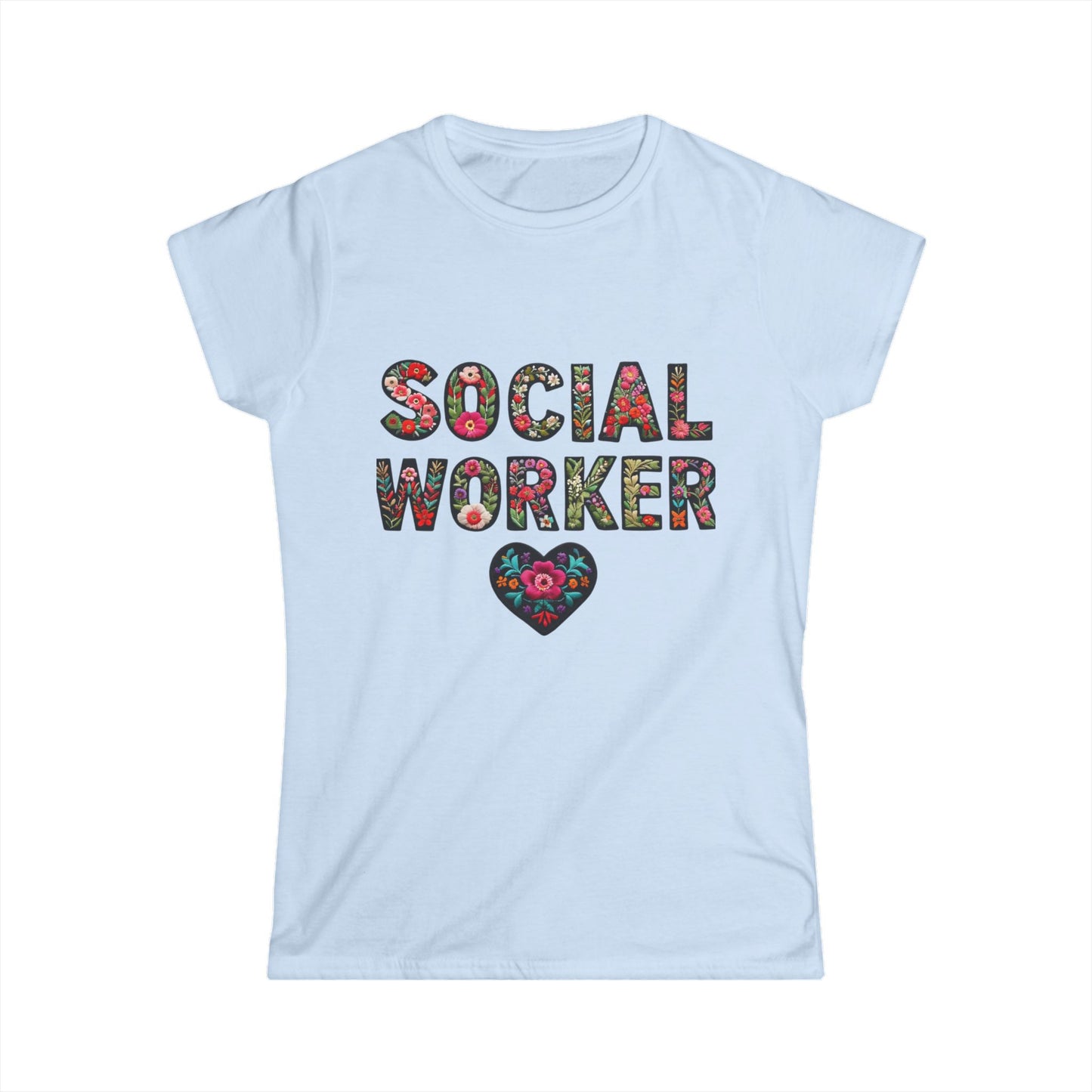 Social Worker Floral Women's Softstyle Tee - Celebrate Your Passion