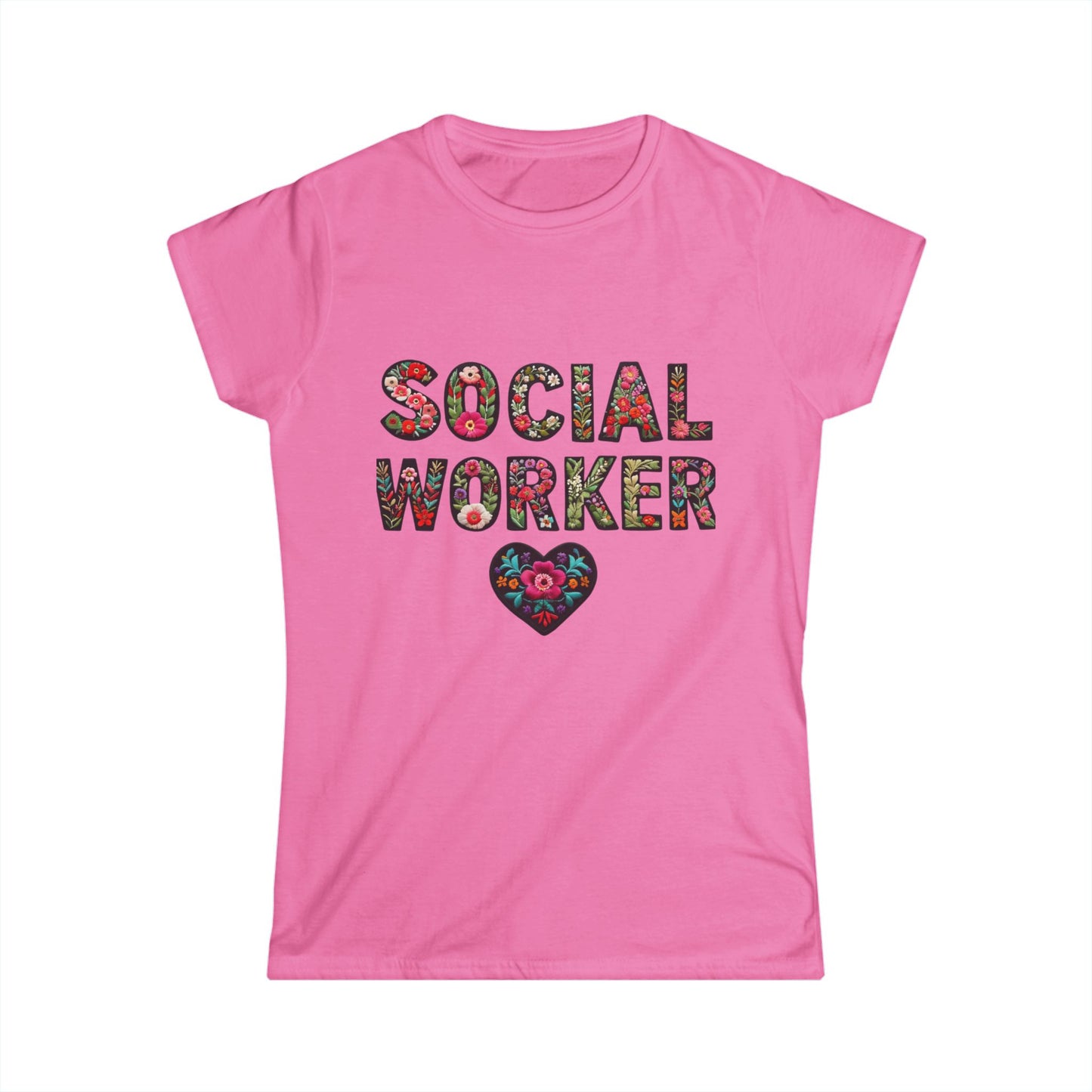 Social Worker Floral Women's Softstyle Tee - Celebrate Your Passion