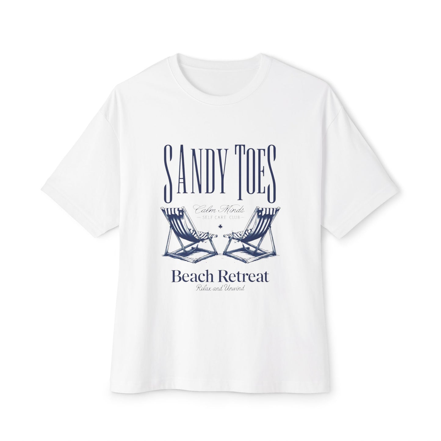 Sandy Toes Beach Retreat Oversized Tee - Unisex White T-Shirt