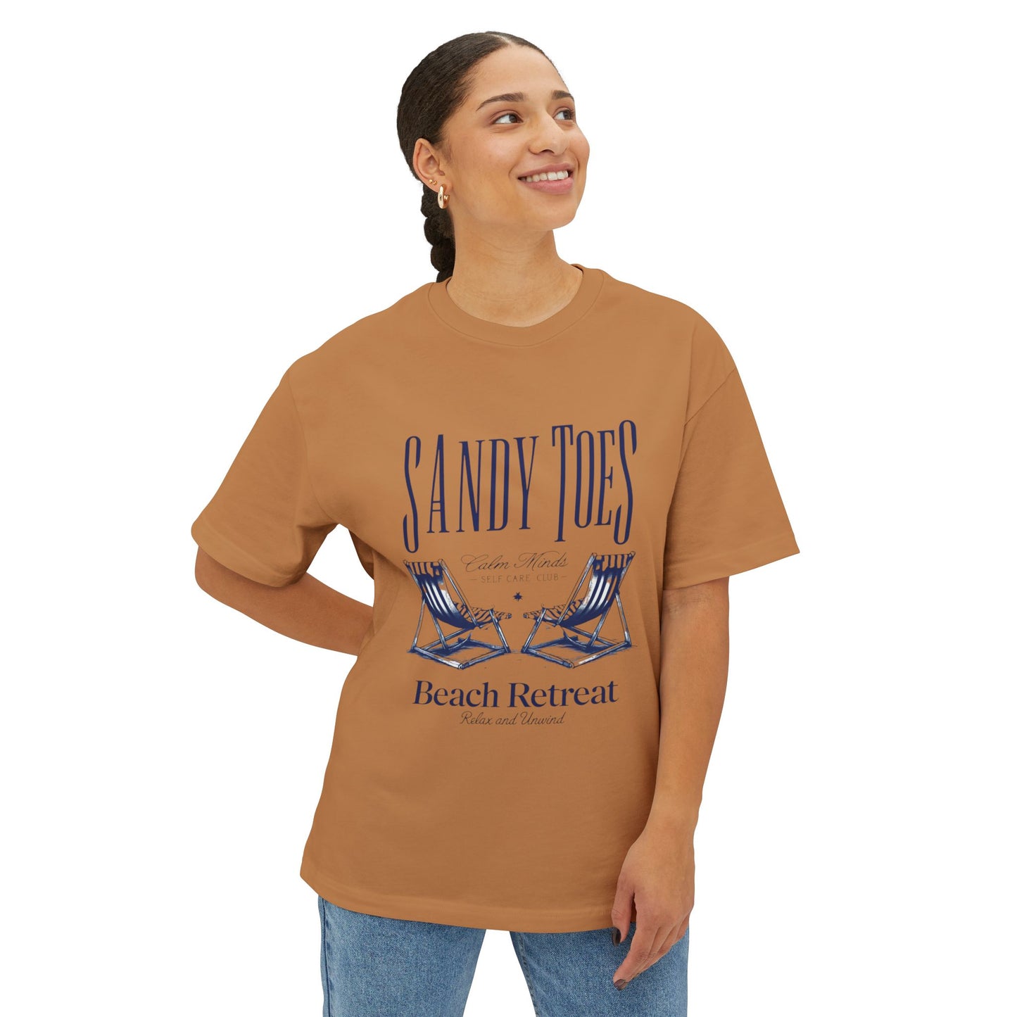 Sandy Toes Beach Retreat Oversized Tee - Unisex White T-Shirt