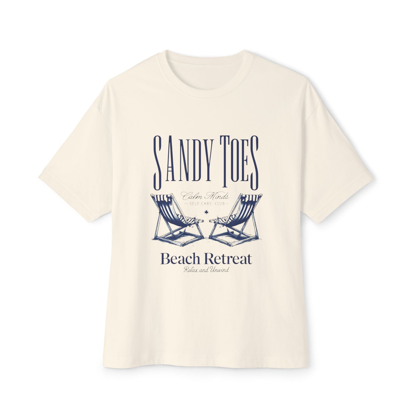 Sandy Toes Beach Retreat Oversized Tee - Unisex White T-Shirt