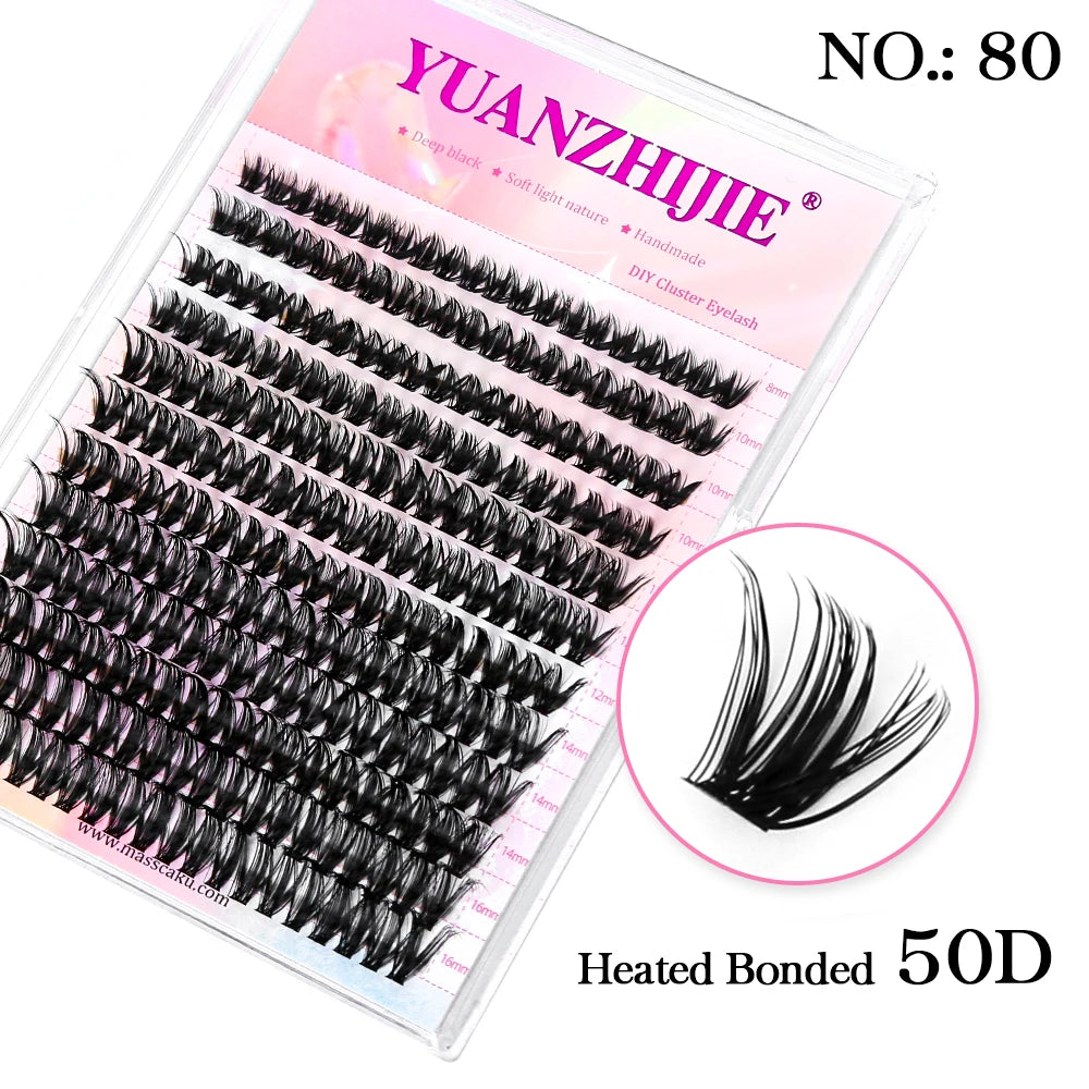 YUANZHIJIE Mix Length Fluffy Individual DIY Clusters Eyelash Extension C D Curl 144 pcs Natural Segmented Eyelash Makeup Tools