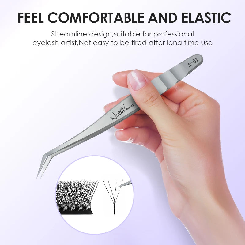 Stainless Steel Eyelash Extensions Tweezers Lash Artists High Precision Superhard Anti-Static Tweezers Makeup Tools