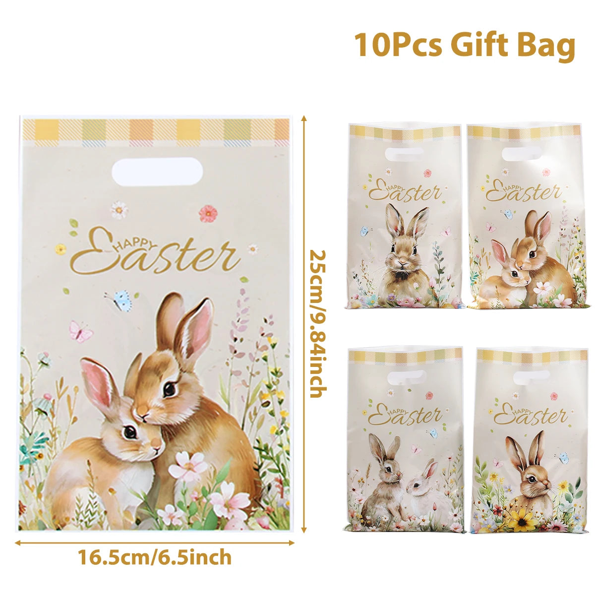 Happy Easter Candy Gifts Bags Bunny Rabbit Eggs Cookies Packing Bag Easter Decoration For Home Happy Birthday Party Supplies