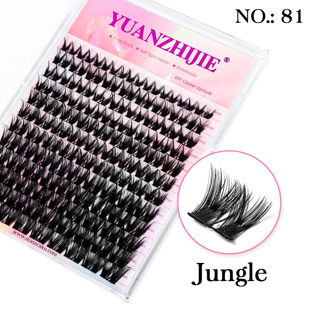 YUANZHIJIE Mix Length Fluffy Individual DIY Clusters Eyelash Extension C D Curl 144 pcs Natural Segmented Eyelash Makeup Tools