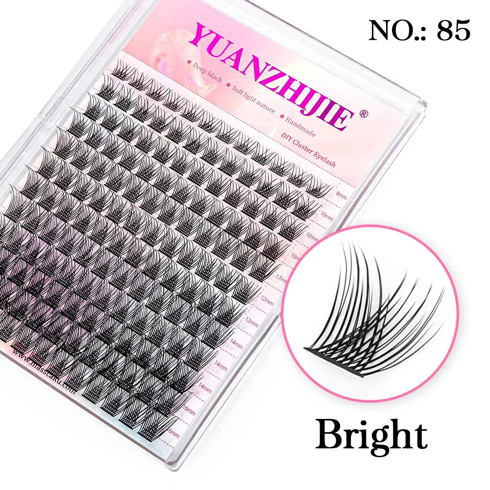 YUANZHIJIE Mix Length Fluffy Individual DIY Clusters Eyelash Extension C D Curl 144 pcs Natural Segmented Eyelash Makeup Tools