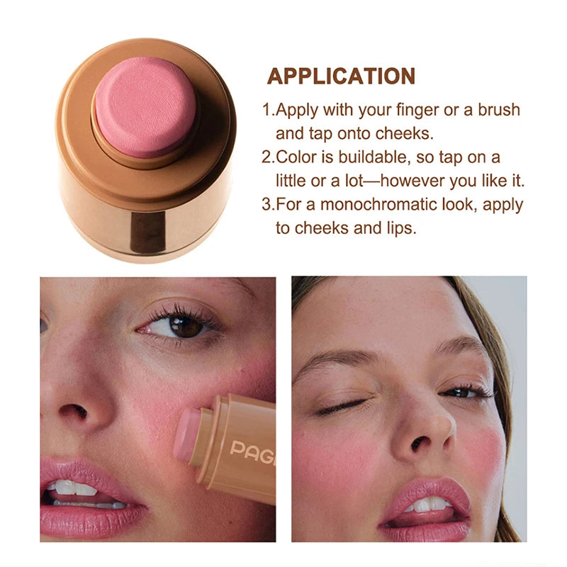 3-in-1 Magic Blush Stick Cheek Lip Tinted Moistured Blush Stick Silky Brighten Blush Cream Blusher Cosmetics Tubes Matte Contour