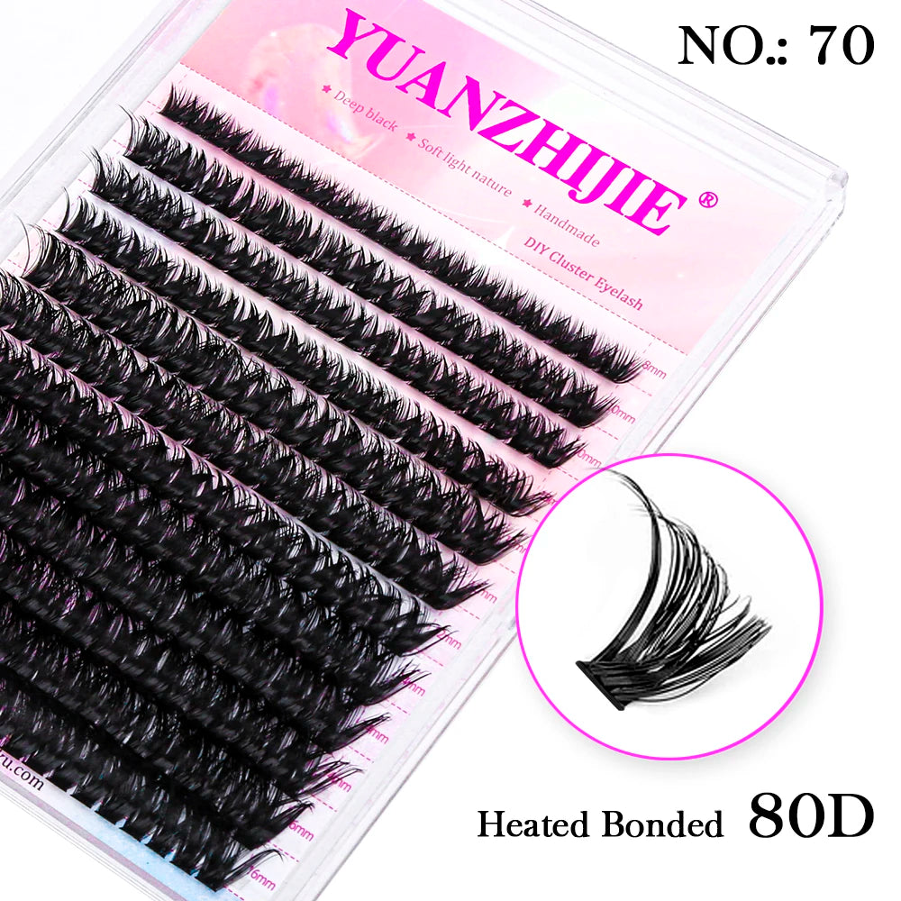 YUANZHIJIE Mix Length Fluffy Individual DIY Clusters Eyelash Extension C D Curl 144 pcs Natural Segmented Eyelash Makeup Tools