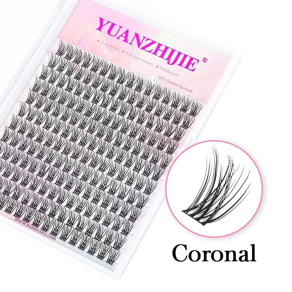 YUANZHIJIE Mix Length Fluffy Individual DIY Clusters Eyelash Extension C D Curl 144 pcs Natural Segmented Eyelash Makeup Tools