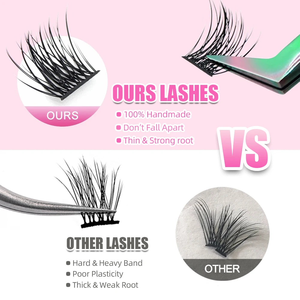 YUANZHIJIE Mix Length Fluffy Individual DIY Clusters Eyelash Extension C D Curl 144 pcs Natural Segmented Eyelash Makeup Tools