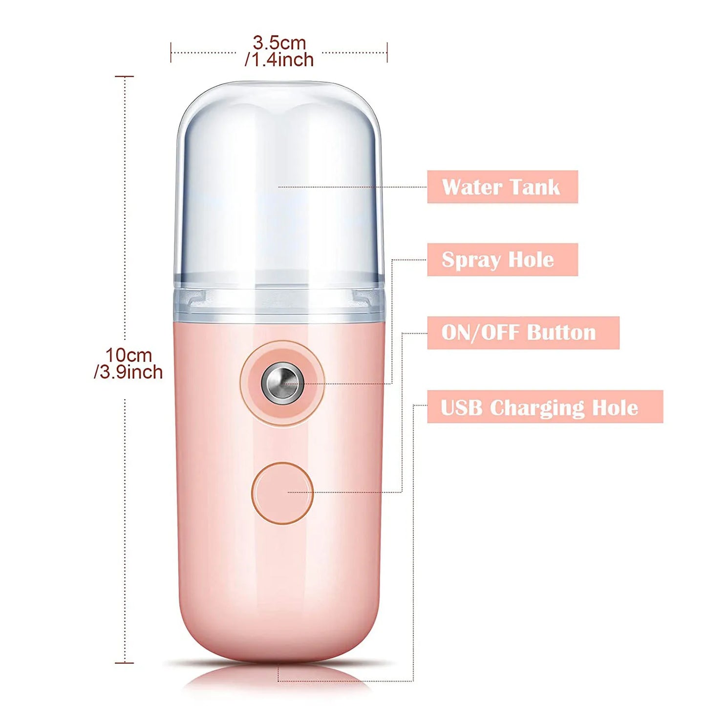 30ml Mini Humidifier Portable Rechargeable Small Facial Steamer Wireless Nano Personal Face Hydrat Sprayer Cool Mist Maker