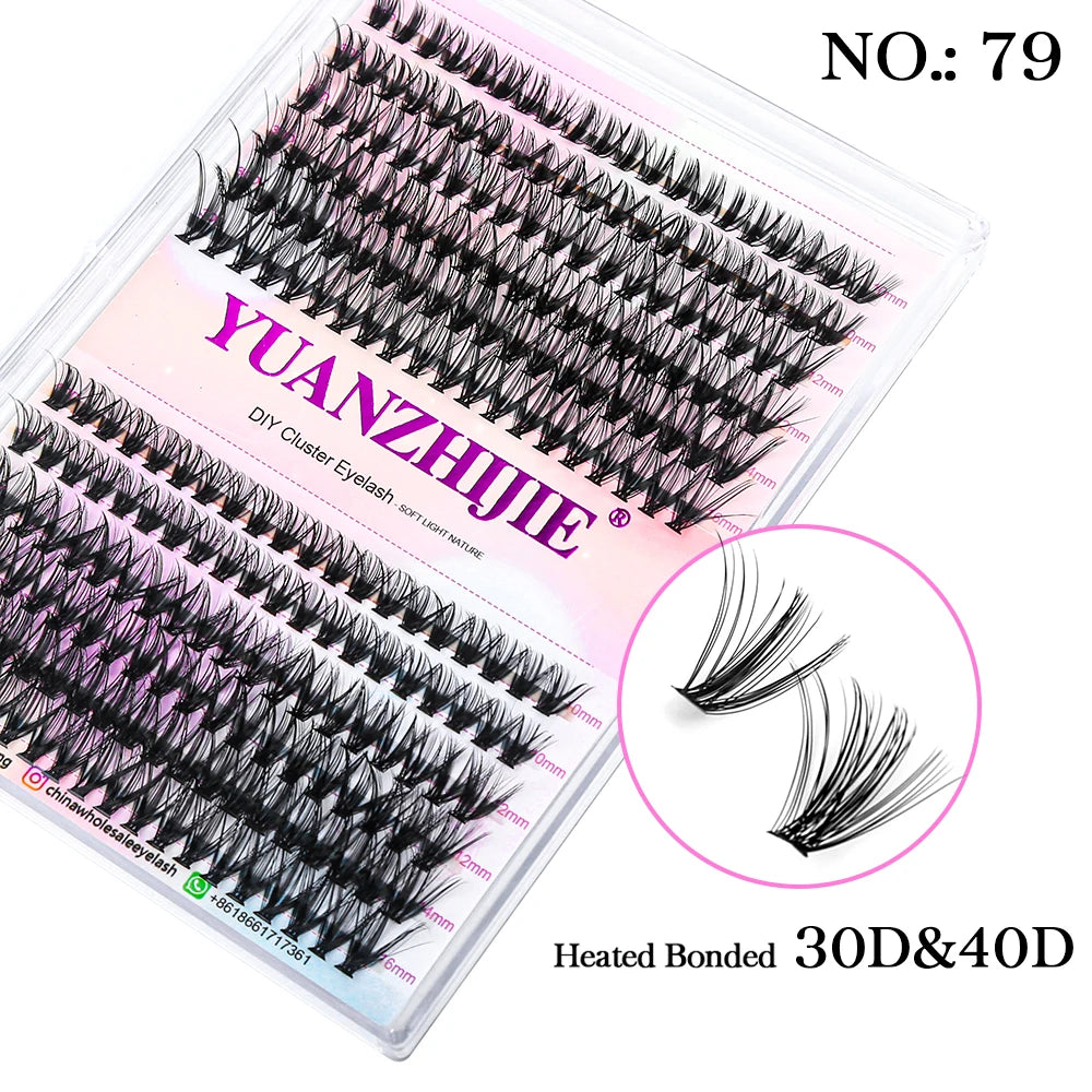 YUANZHIJIE Mix Length Fluffy Individual DIY Clusters Eyelash Extension C D Curl 144 pcs Natural Segmented Eyelash Makeup Tools