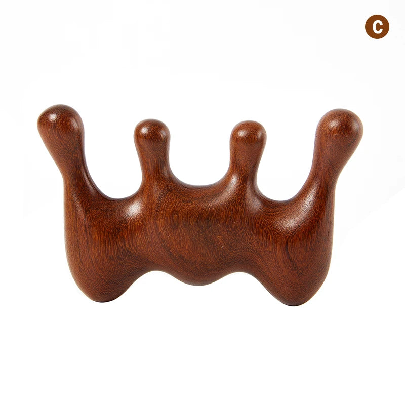 Wood Therapy Massage Comb Head Face Scalp Gua Sha Massager Natural Facial Sandalwood Wide Tooth Guasha Scraping Body Massage