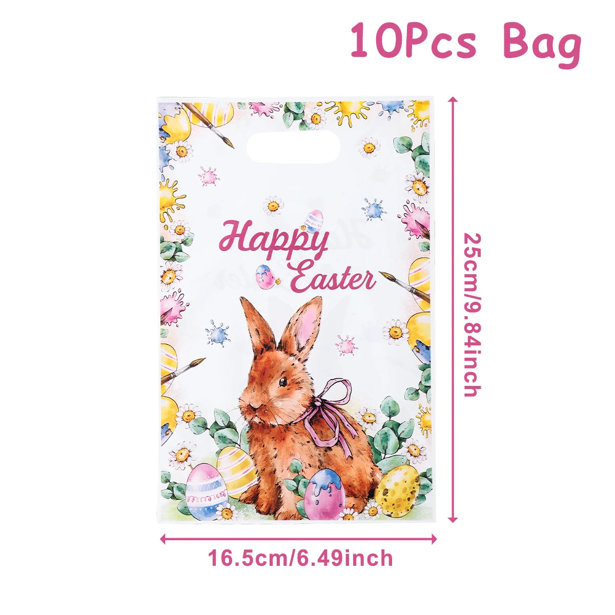 Happy Easter Candy Gifts Bags Bunny Rabbit Eggs Cookies Packing Bag Easter Decoration For Home Happy Birthday Party Supplies