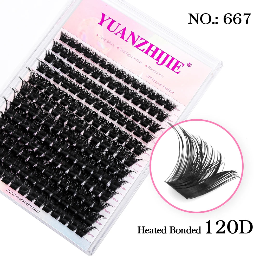 YUANZHIJIE Mix Length Fluffy Individual DIY Clusters Eyelash Extension C D Curl 144 pcs Natural Segmented Eyelash Makeup Tools