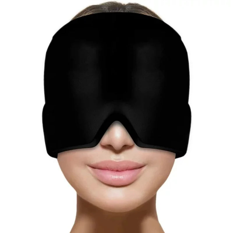 Gel Cold Ice Cap Head Heat Treatment Head Wrap Face Mask Massage Sleep Tool Black and Pink