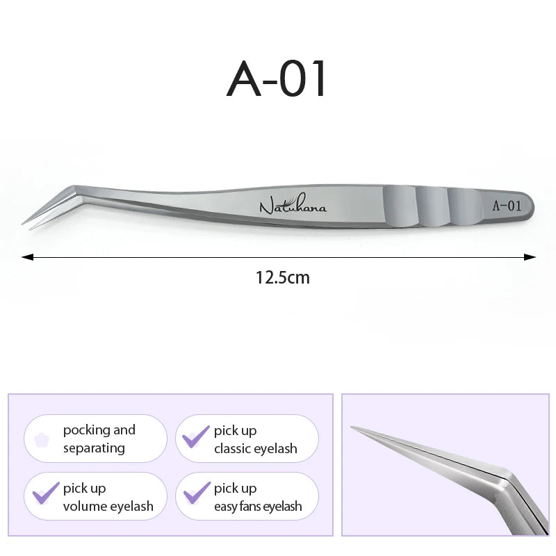 Stainless Steel Eyelash Extensions Tweezers Lash Artists High Precision Superhard Anti-Static Tweezers Makeup Tools