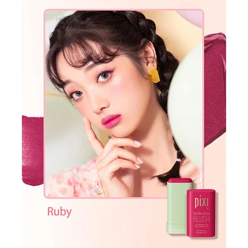 PIXI 3-in-1 Cheek Lip Tinted Moistured Blush Stick Silky Brighten Blush Cream Blusher Cosmetics Tubes Matte Contour Makeup