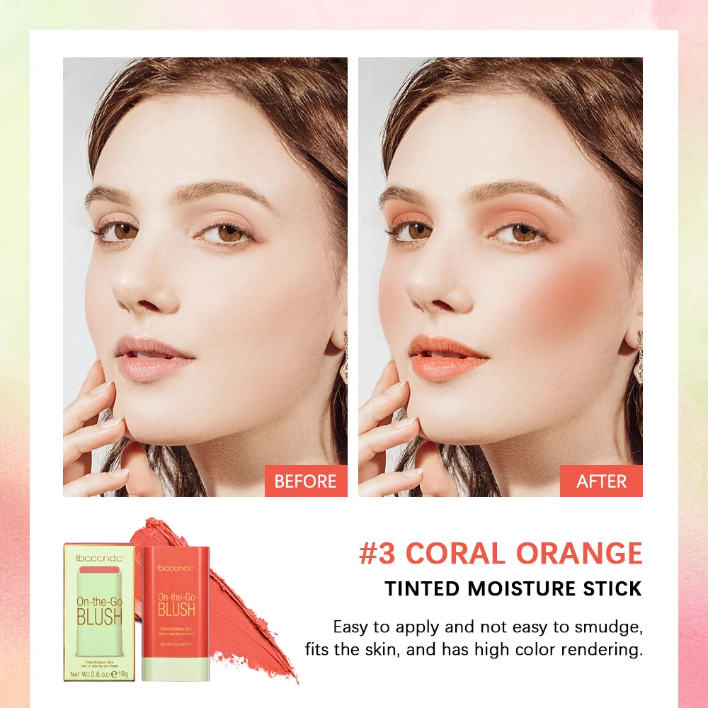 Multi-Functional Blush Stick Easy Color Rouge Blusher Cream Waterproof High Color Rendering Brightening Tone Pixi Blush Stick