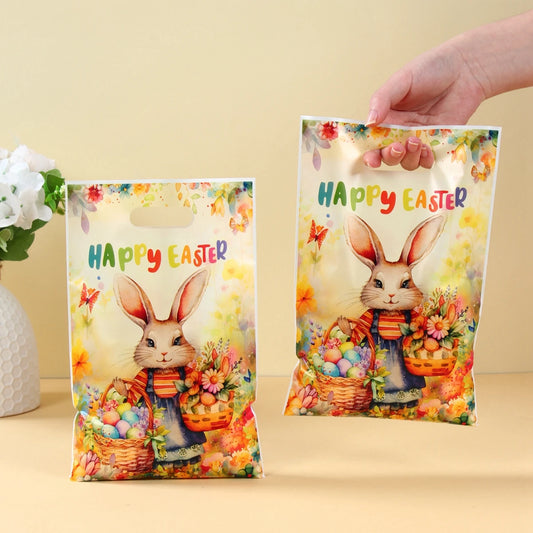 Happy Easter Candy Gifts Bags Bunny Rabbit Eggs Cookies Packing Bag Easter Decoration For Home Happy Birthday Party Supplies