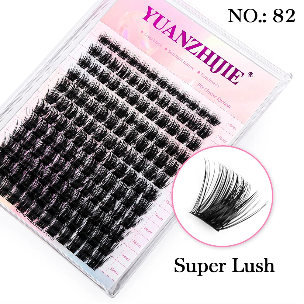 YUANZHIJIE Mix Length Fluffy Individual DIY Clusters Eyelash Extension C D Curl 144 pcs Natural Segmented Eyelash Makeup Tools