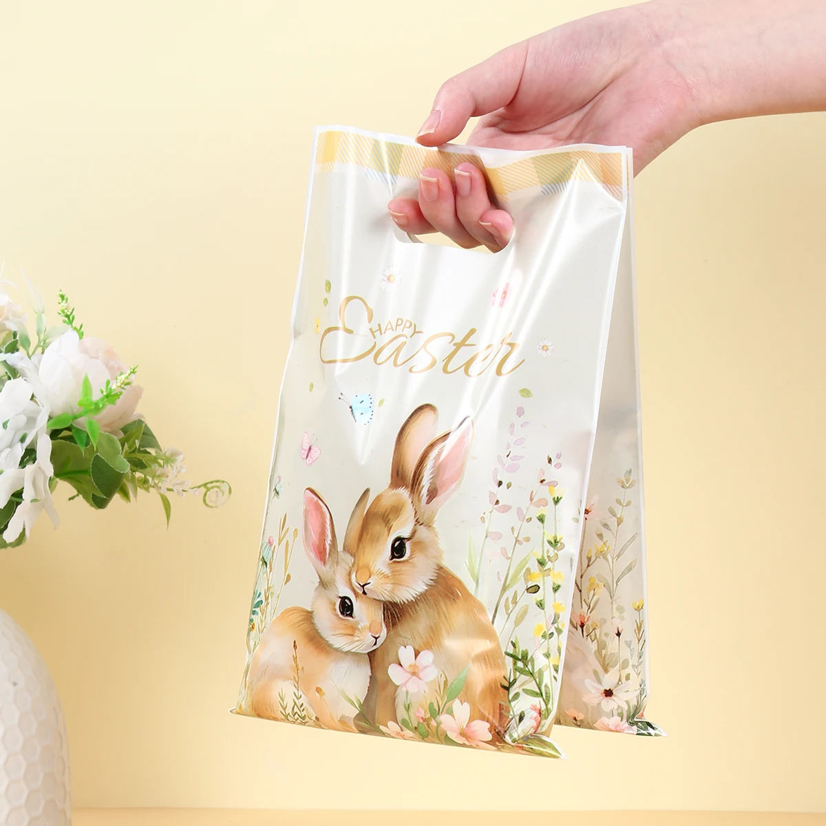 Happy Easter Candy Gifts Bags Bunny Rabbit Eggs Cookies Packing Bag Easter Decoration For Home Happy Birthday Party Supplies