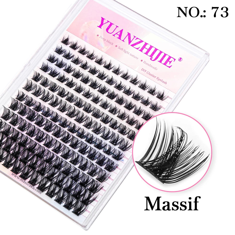 YUANZHIJIE Mix Length Fluffy Individual DIY Clusters Eyelash Extension C D Curl 144 pcs Natural Segmented Eyelash Makeup Tools