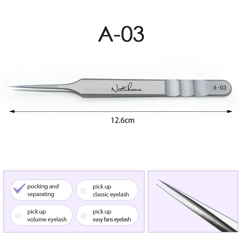 Stainless Steel Eyelash Extensions Tweezers Lash Artists High Precision Superhard Anti-Static Tweezers Makeup Tools
