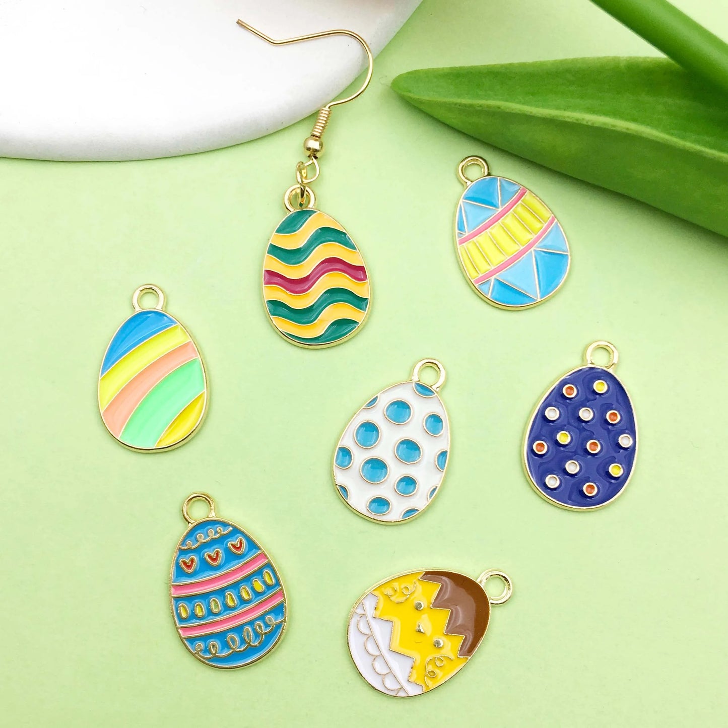 12/24pcs 14*22mm Easter Charms Colorful Cute Cartoon Egg Design Alloy Enamel Pendants For DIY Bracelet Necklace Jewelry Making