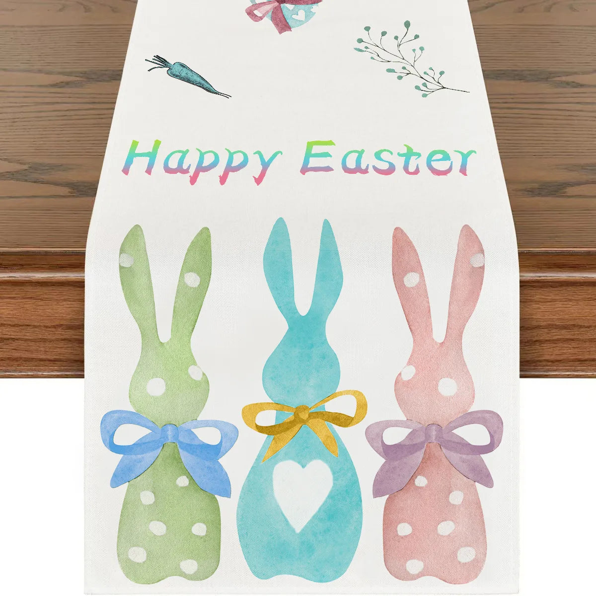 2025 Easter Rabbit Table Runner Linen Bunny Dining Table Cloth Placemat Spring Holiday Happy Easter Decoration For Home Kitchen