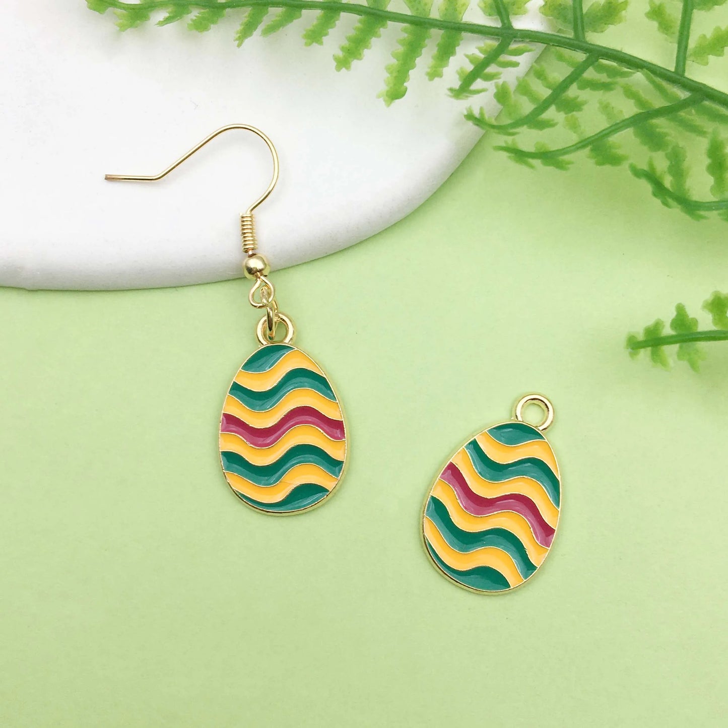 12/24pcs 14*22mm Easter Charms Colorful Cute Cartoon Egg Design Alloy Enamel Pendants For DIY Bracelet Necklace Jewelry Making