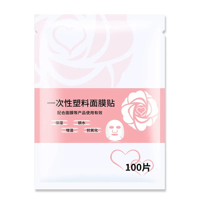 100pcs Masks Wrap Face Plastic Film Full Face Cleaner Mask Neck Stickers Paper Disposable Transparent Facial Beauty Makeup Tools