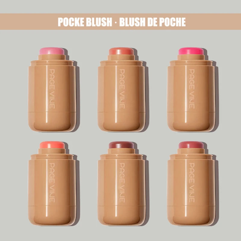 3-in-1 Magic Blush Stick Cheek Lip Tinted Moistured Blush Stick Silky Brighten Blush Cream Blusher Cosmetics Tubes Matte Contour