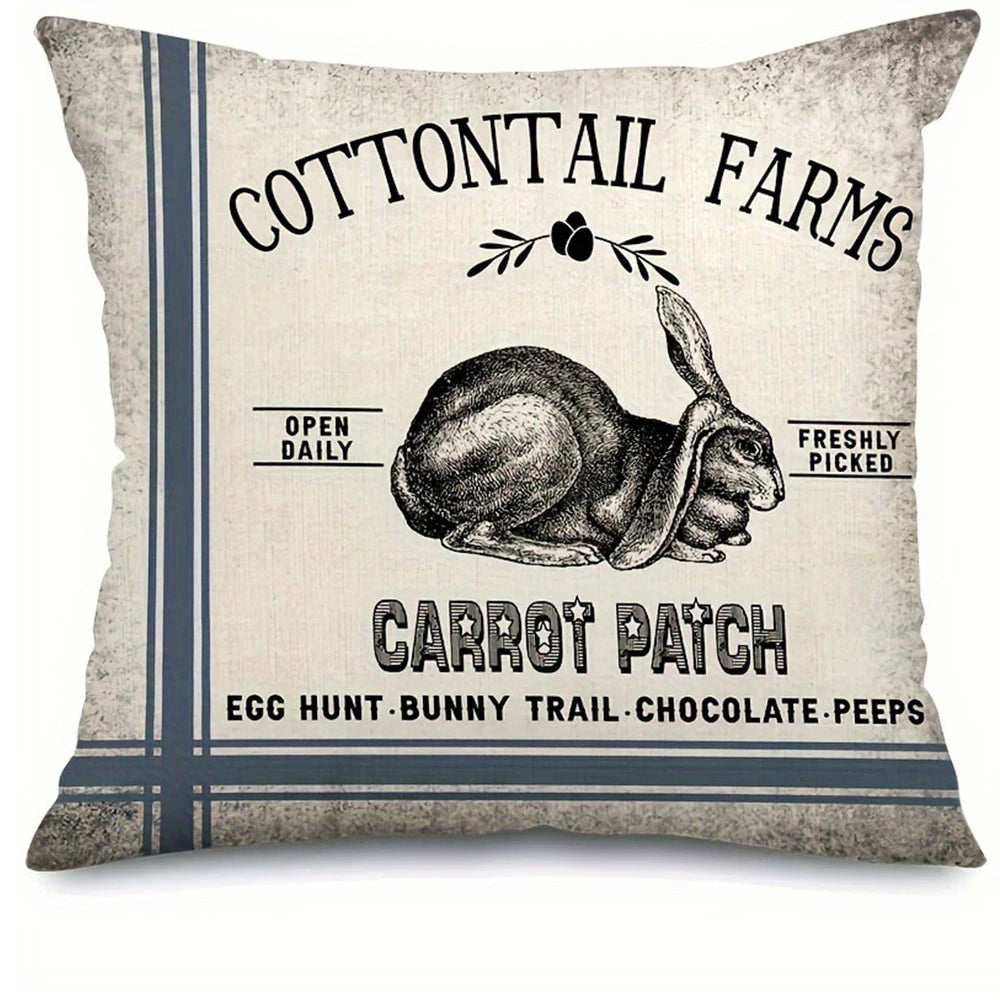 Easter decoration pillow cover, crown rabbit pattern design, sofa cushion cover, country farmhouse home room decoration