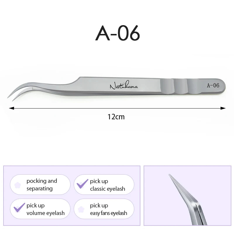 Stainless Steel Eyelash Extensions Tweezers Lash Artists High Precision Superhard Anti-Static Tweezers Makeup Tools