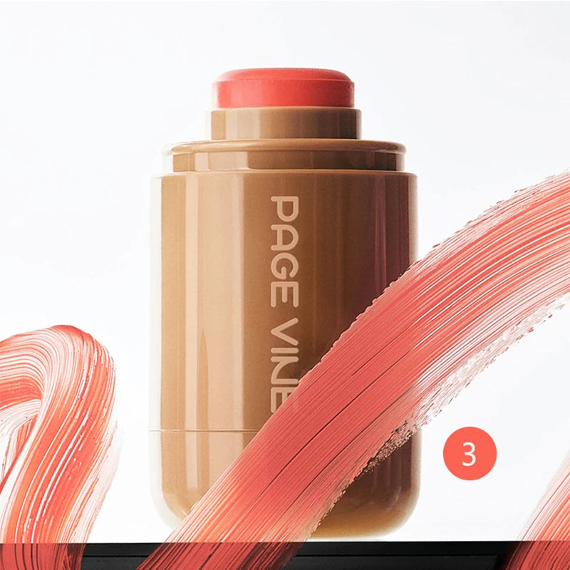 3-in-1 Magic Blush Stick Cheek Lip Tinted Moistured Blush Stick Silky Brighten Blush Cream Blusher Cosmetics Tubes Matte Contour