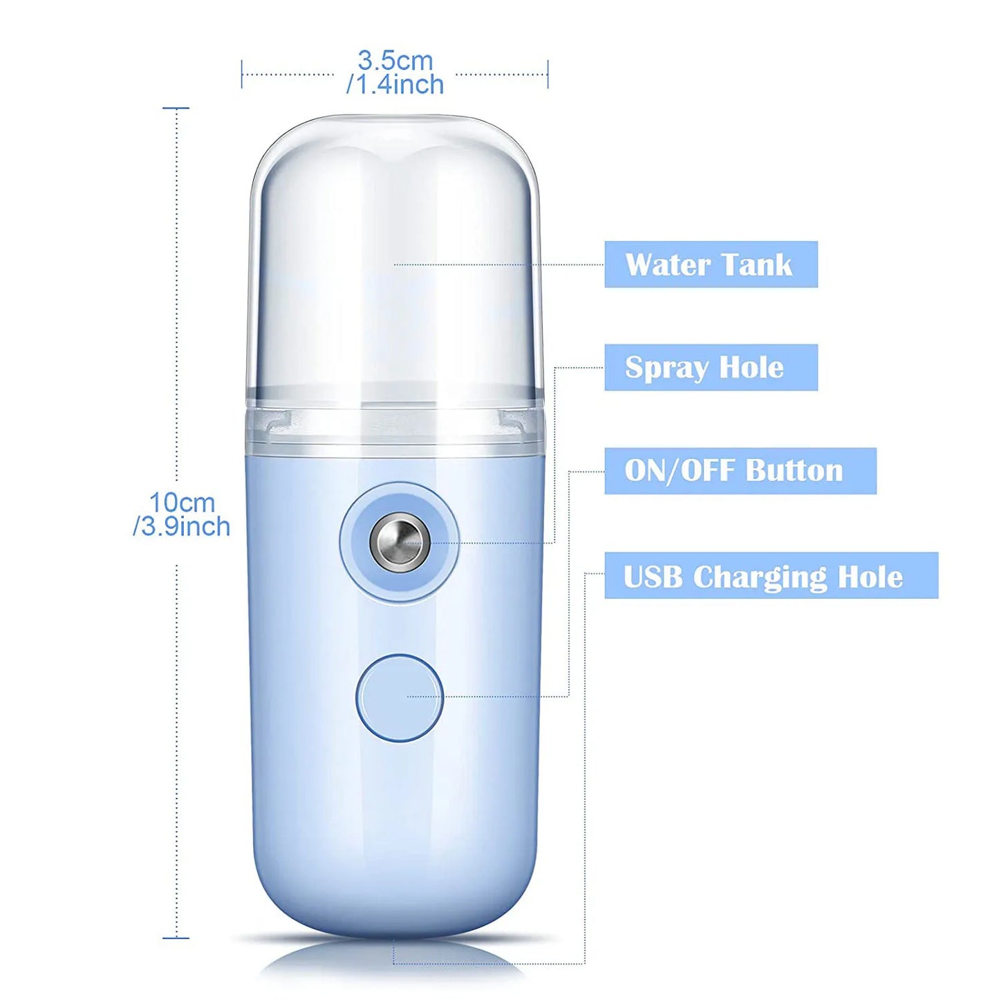 30ml Mini Humidifier Portable Rechargeable Small Facial Steamer Wireless Nano Personal Face Hydrat Sprayer Cool Mist Maker