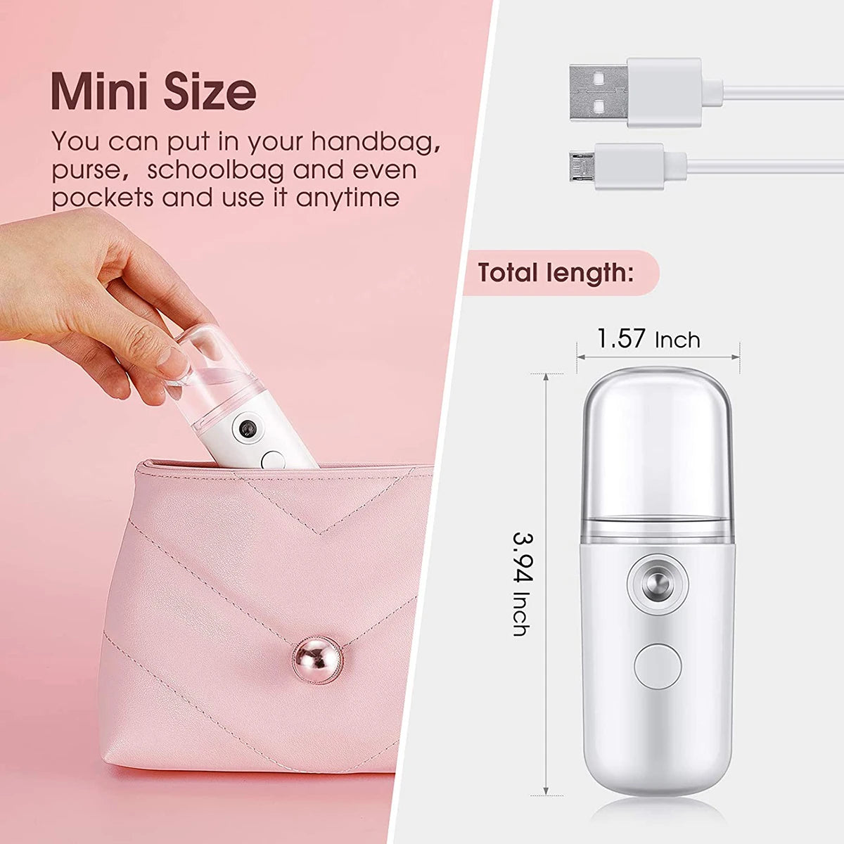 30ml Mini Humidifier Portable Rechargeable Small Facial Steamer Wireless Nano Personal Face Hydrat Sprayer Cool Mist Maker