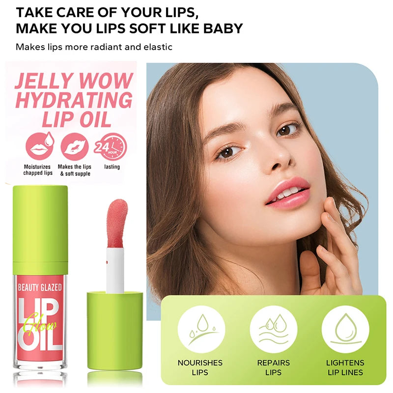 8 colors Moisturizing Candy Lip Gloss - Pearlescent Lustrous Mirror Nude Lip Stain with Natural Lip Oil Valentine's Day Gifts