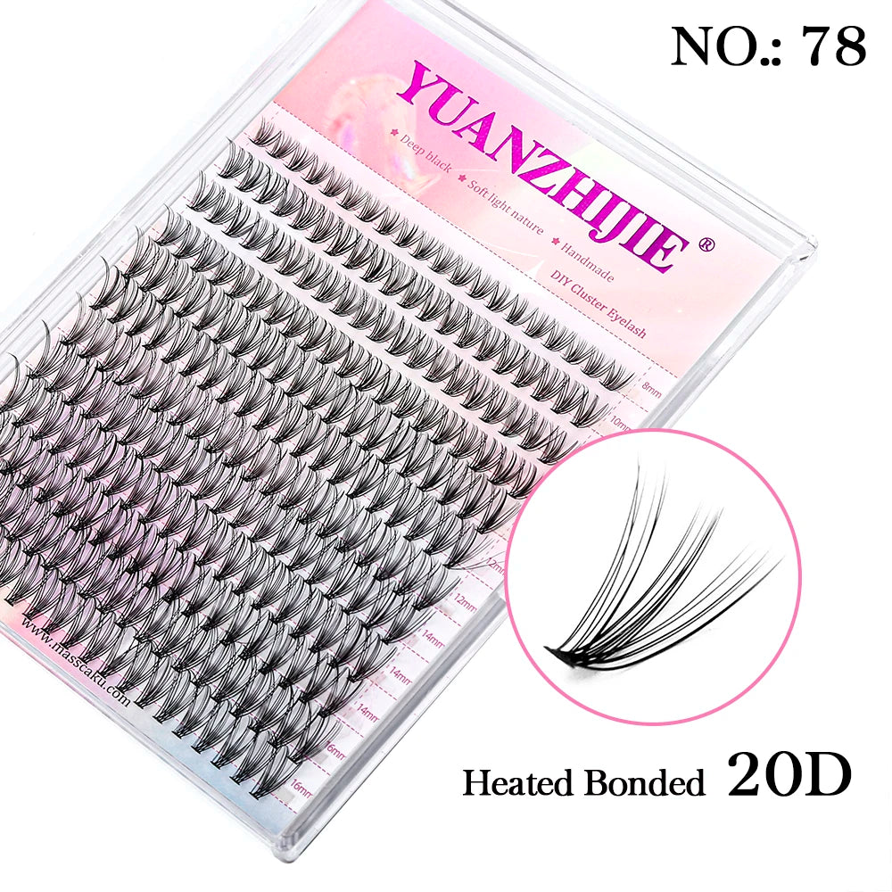 YUANZHIJIE Mix Length Fluffy Individual DIY Clusters Eyelash Extension C D Curl 144 pcs Natural Segmented Eyelash Makeup Tools