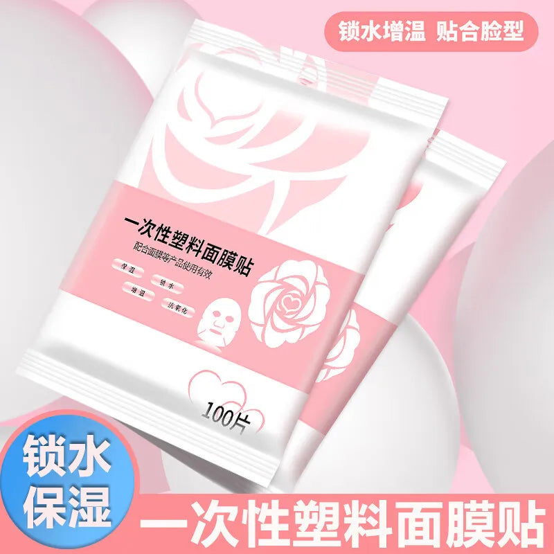 100pcs Masks Wrap Face Plastic Film Full Face Cleaner Mask Neck Stickers Paper Disposable Transparent Facial Beauty Makeup Tools