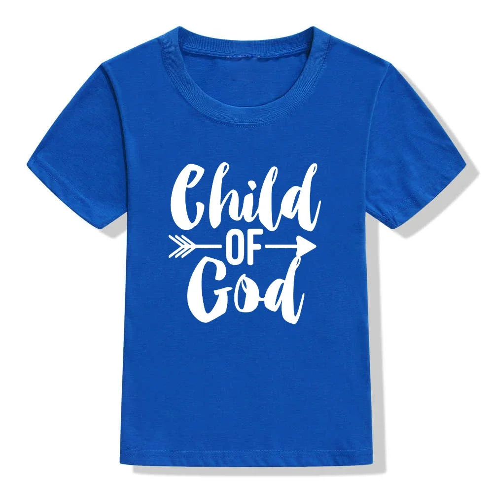 Child of God Toddler Kids Color T-Shirt Boy Girl Baby Born Crawling Short Sleeve Tops Holiday Faith Shirt Christian Easter Gifts