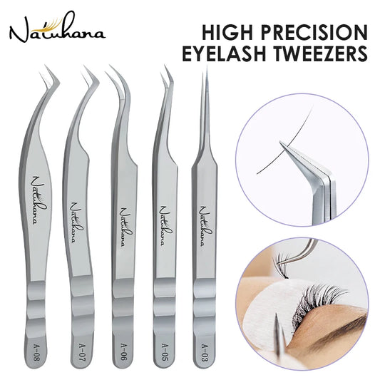 Stainless Steel Eyelash Extensions Tweezers Lash Artists High Precision Superhard Anti-Static Tweezers Makeup Tools