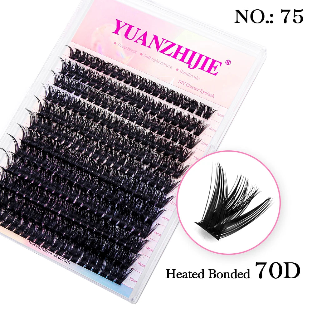 YUANZHIJIE Mix Length Fluffy Individual DIY Clusters Eyelash Extension C D Curl 144 pcs Natural Segmented Eyelash Makeup Tools